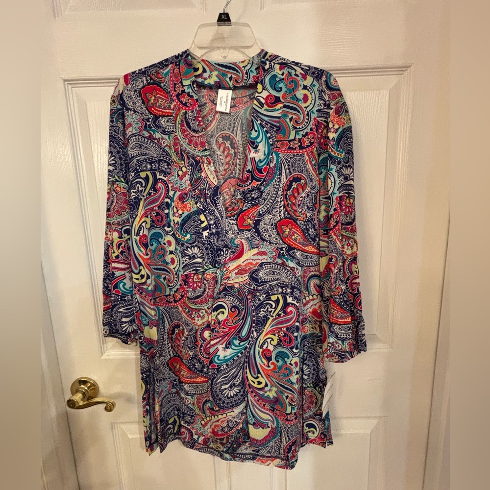 Colorful Paisley Print Bathing Suit Cover Dress by Liz Claiborne